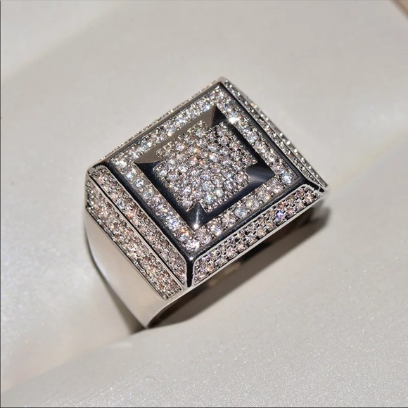 NEW* silver solitaire bling cuban Gotti Rock Ring - Picture 3 of 3